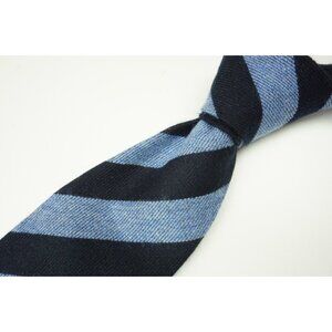 Cesare Attolini Sky Midnight Blue Striped Trad 100% Cashmere Tie BRAND NEW